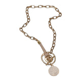 Gold-plated Necklace with metal element, Phaistos disc and Swarovski crystal KN-1001​