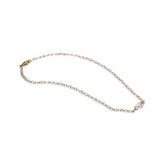 Elegant pearl and chain necklace together with bracelet, set KS-4013