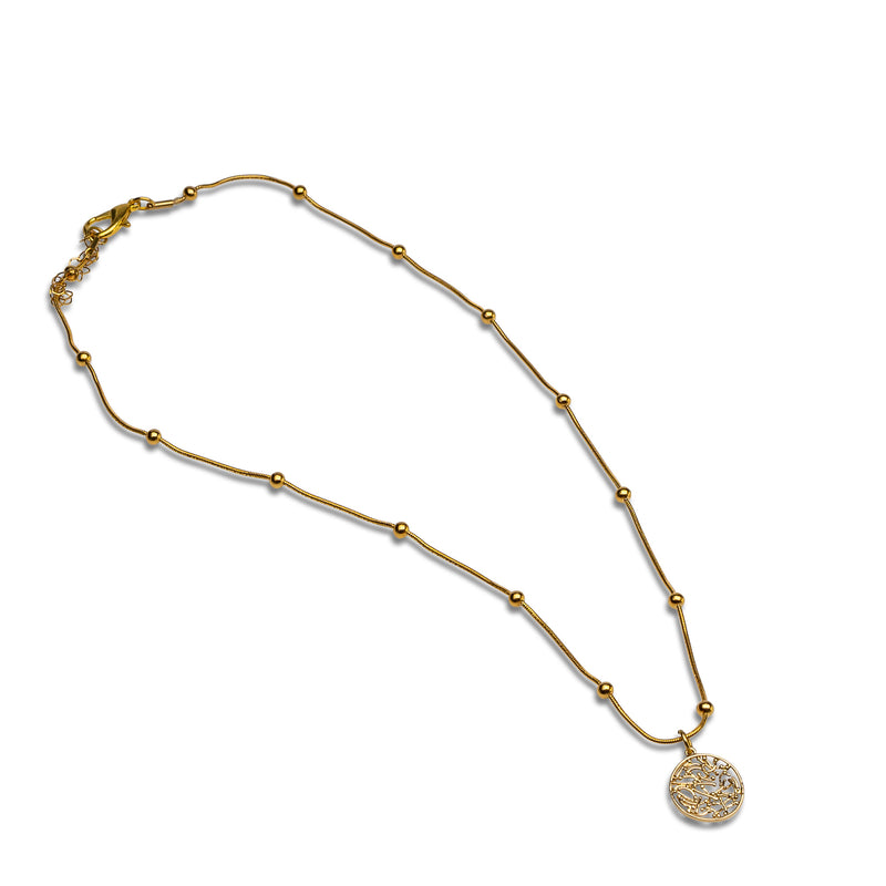 Elegant pearl and chain necklace together with bracelet, set KS-4013