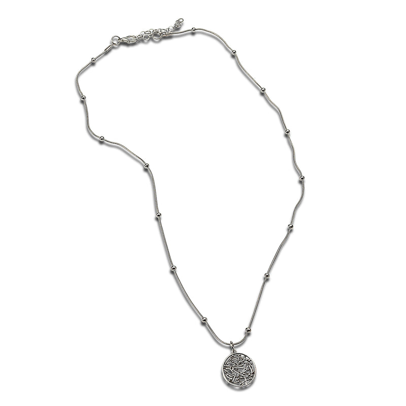 Snake and ball chain necklace in silver KN-1017