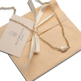 Dainty pearl and chain necklace KN-1018
