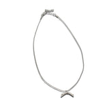 Elegant curved bar necklace, minimalist silver choker KN-1023