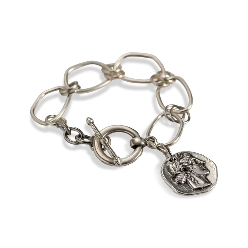 Link bracelet with a coin pendant KB-102