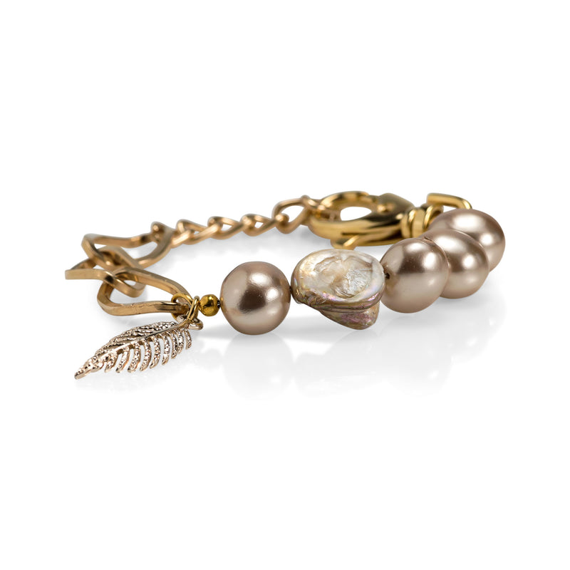 Bracelet with mother of pearls and chain KB-107​