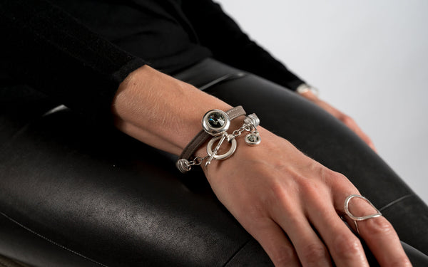 Soft leather bracelet with Swarovski stones KB-110​