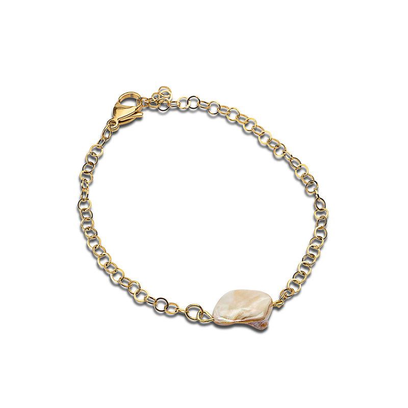 Dainty pearl and chain bracelet KB-119