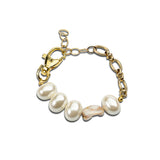 Mother of pearl and stainless-steel chain bracelet KB-126