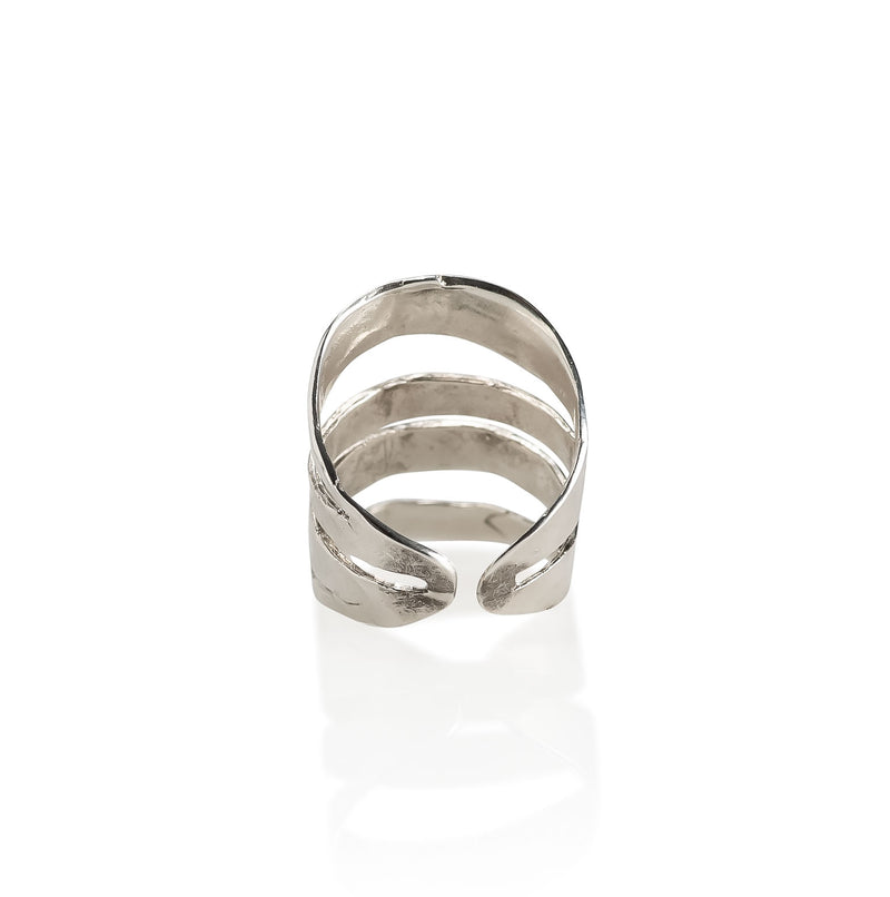 Hammered silver-plated metal ring KR-2000​
